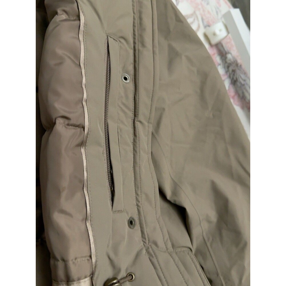 Lands End Down Coat Women XL 18 Taupe Long Winter Parka 80% Down No Hood - Picture 7 of 11